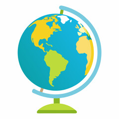 Illustration Of A Rotating Globe With Continents Geography And World Map