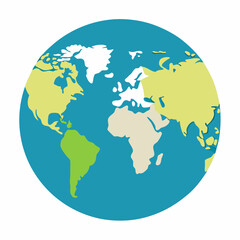 Detailed Teal World Map Illustration With White Borders And Countries