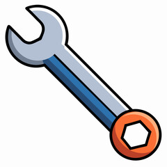 Cartoon Illustration Of A Spanner Wrench Tool For Construction And Repair Projects