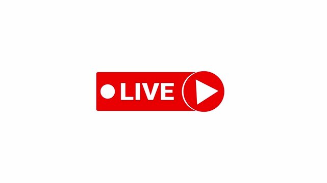  live streaming icon animation with transparent background, Animated red button of live streaming, broadcasting with alpha channel in 4k.
