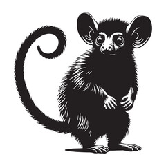 Professional-quality aye-aye silhouette vector with modern design, perfect for use in logos and marketing – aye-aye silhouette – aye-aye vector – aye-aye illustration – silhouette of aye-aye

