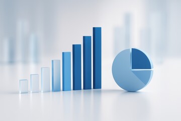 Blue Growth Chart: A visually compelling abstract image of a blue bar chart and a pie chart, representing growth and data analysis. The image is stylized and can represent concepts of success.