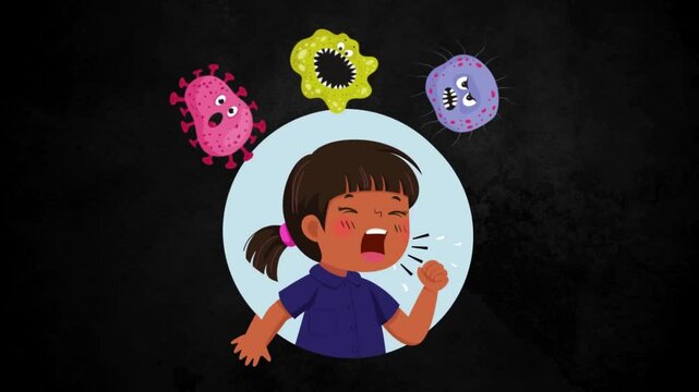 Actinomyces Israelii garm bacteria text animation cartoon style background animated video