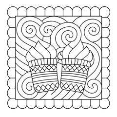 Comfy Patterns Coloring Pages for Adults and Kids, Bold and Easy Coloring Page, Simple and Big Designs, Line Art Victor Illustration, Black and White 