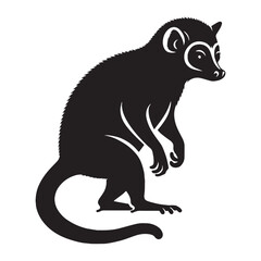 Simplified aye-aye silhouette vector with crisp lines for modern digital and print designs – aye-aye silhouette – aye-aye vector – aye-aye illustration – silhouette of aye-aye


