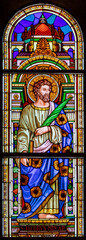 FLORENCE, ITALY - MARCH 20, 2025: The St. James the Lees the Apostle in the church Chiesa di Sacro Cuore di Gesu by Rodolfo Fanfani (1899-1973).