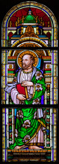 FLORENCE, ITALY - MARCH 20, 2025: The St. Matthias the Apostle in the church Chiesa di Sacro Cuore di Gesu by Rodolfo Fanfani (1899-1973).