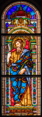FLORENCE, ITALY - MARCH 20, 2025: The St. Bartholomew the Apostle in the church Chiesa di Sacro Cuore di Gesu by Rodolfo Fanfani (1899-1973).