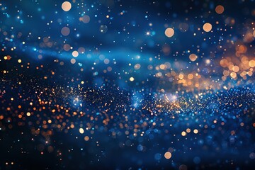 Fototapeta premium Abstract galaxy with blue and golden bokeh lights for a dreamy and elegant look
