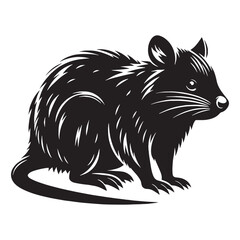 Monochrome bandicoot silhouette vector for dark-mode themes – bandicoot silhouette – bandicoot vector – bandicoot illustration – silhouette of bandicoot

