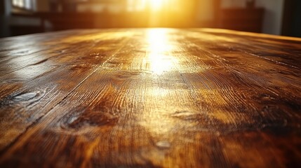 Warm wooden table surface
