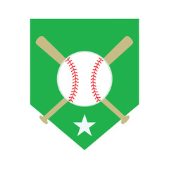 Baseball Emblem Green Background Bats Ball Star