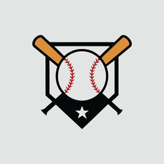 Baseball Logo Design with Bats and Home Plate
