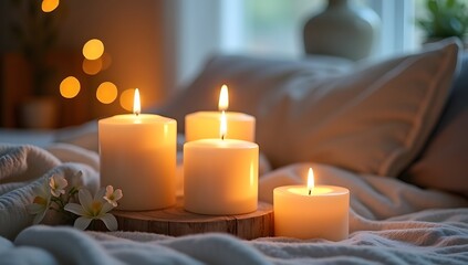 candles and christmas decorations