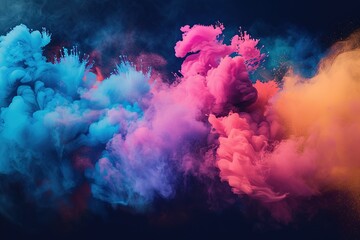 Colorful Smoke Plumes: Abstract shapes and vibrant hues of smoke create a dynamic visual