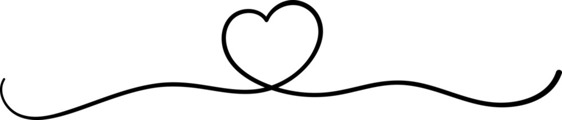 heart hand drawing doodle line separator divider element