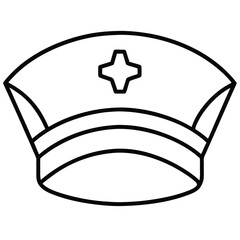 Nurse hat line art vector isolated on white background
