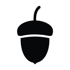 Stylized single black acorn illustration on a white background, vector design