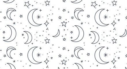 Moon and Star Pattern Design in Minimalist Style  