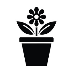 flower pot stencil icon vector illustration