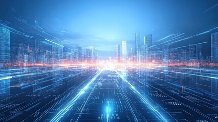 Futuristic Cityscape of Technological Advancement