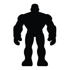 Silhouette of a Muscular Superhero Character with Bulky Shoulders and Legs