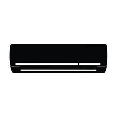 A minimalist black and white air conditioner unit silhouette illustration art