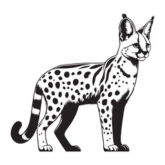 Layered serval silhouette vector with editable outlines for advanced vector editing – serval silhouette – serval vector – serval illustration – silhouette of serval


