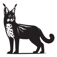 Emblematic serval silhouette vector formatted for symbol libraries and identity sets – serval silhouette – serval vector – serval illustration – silhouette of serval


