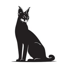 Ultra-clean serval silhouette vector engineered for high-resolution digital and print media – serval silhouette – serval vector – serval illustration – silhouette of serval

