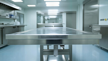 Sterile Embalming Room with Modern Equipment, Ideal for medical documentation, mortuary science education, and funeral industry marketing