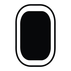 Illustration of an airplane window or porthole in black and white