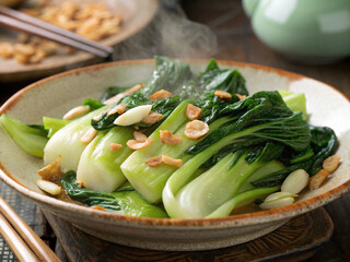 Vegetarian Stir-Fried Bok Choy with Garlic Flavor