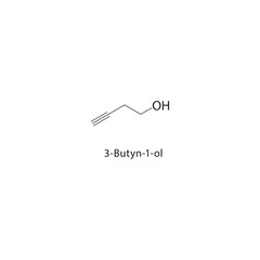 3-Butyn-1-ol skeletal structure. Alkyne alcohol compound schematic illustration. Simple diagram, chemical formula.
