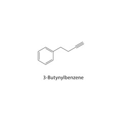 3-Butynylbenzene skeletal structure. Alkyne aromatic compound compound schematic illustration. Simple diagram, chemical formula.