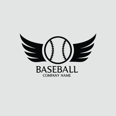 Baseball Logo Design with Wings Company Name Template