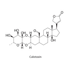 Calotoxin skeletal structure. Steroid compound schematic illustration. Simple diagram, chemical formula.