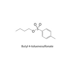 Butyl 4-toluenesulfonate skeletal structure. Sulfonate ester compound schematic illustration. Simple diagram, chemical formula.