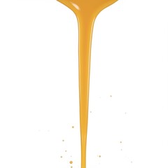 Flowing liquid gold honey syrup caramel sauce stream on white background