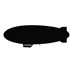 Silhouette of a classic airship against a white background, vintage style