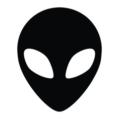 Iconic Silhouette of a Classic Alien Face Representing Extraterrestrial Life