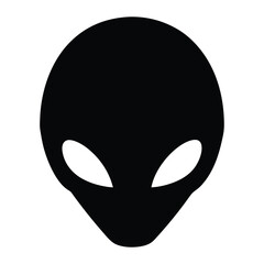 Simple black and white alien head silhouette with large eyes design