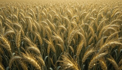 Golden Wheat Field Under Bright Sunny Sky at Harvest Time