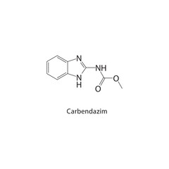 Carbendazim skeletal structure. Benzimidazole fungicide compound schematic illustration. Simple diagram, chemical formula.