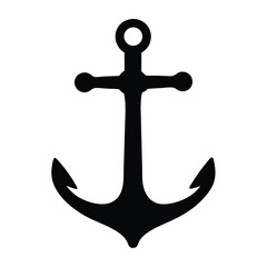 Simple Black Anchor Silhouette against a White Background for Nautical Designs
