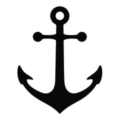 Classic black and white illustration of a ship anchor for nautical themes