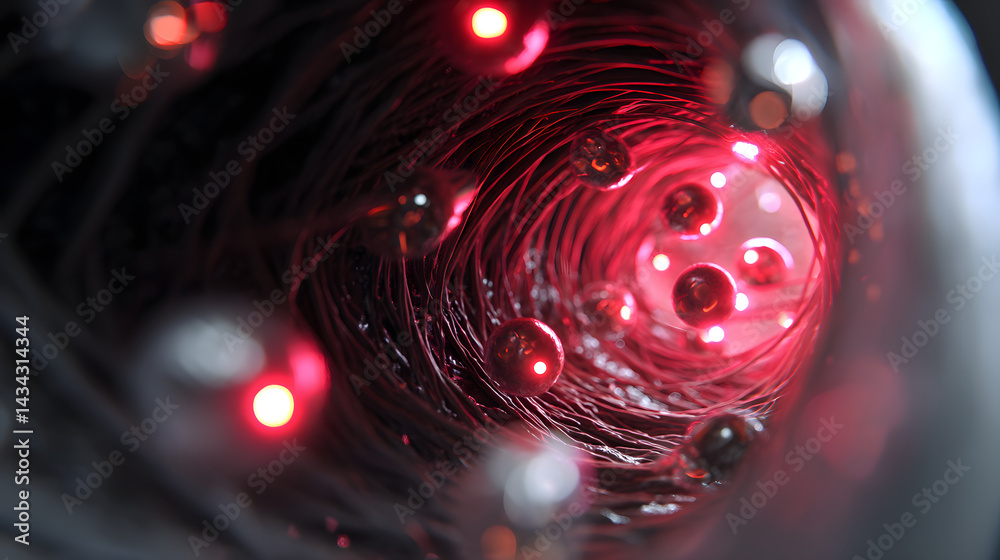 Poster illuminated spheres: a captivating visual exploration of spherical forms, radiating with an internal
