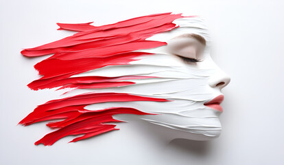 Artistic representation of a face blending with paint in a creative expression of beauty and color
