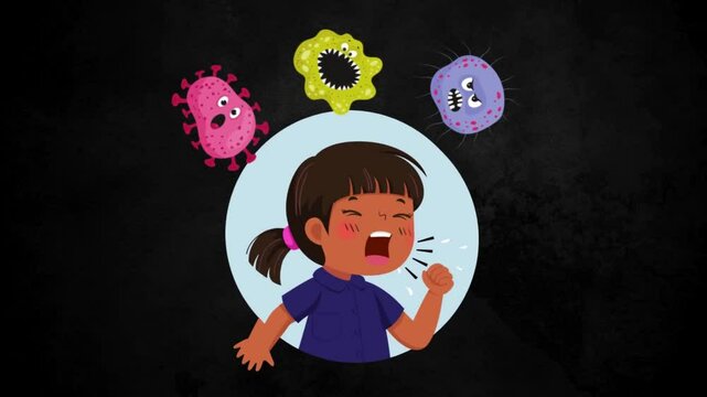 Neisseria Gonorrhoeae garm bacteria text animation cartoon style background animated video