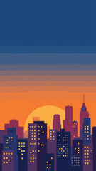 city at sunset